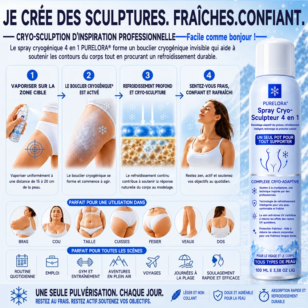 𝐏𝐔𝐑𝐄𝐋𝐎𝐑𝐀® Brume cryogénique sculptante 4 en 1