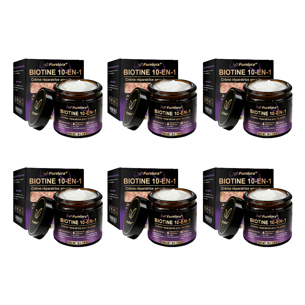 Fabriquée en France et expédiée directement 🍁 Crème réparatrice pour la peau à la biotine Purelora® (formule 10-en-1) — Dernier jour de promotion : -80 %.