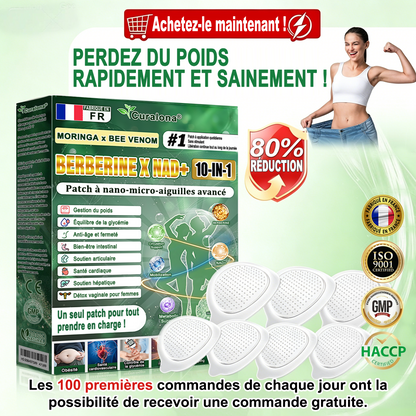 Boutique Officielle France | 🧑‍⚕️ 🩺 curalona® Patchs Avancés Nano-Micron 10-en-1 : Moringa & Berbérine × NAD+ — Utilisation Quotidienne, Résultats Visibles en 2 Jours
