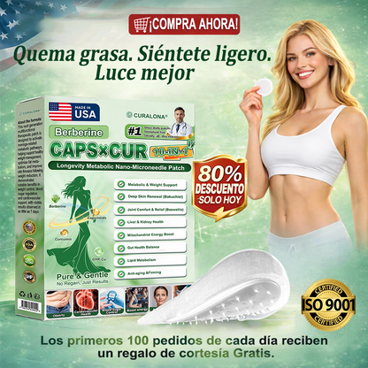 🔥 Nuevo lanzamiento | Parche de microagujas de triple acción Curalona® — Berberina y NAD+: favorecen la salud metabólica y promueven la renovación cutánea — Un parche transdérmico de microagujas para uso diurno y nocturno (apto para hombres y mujeres)