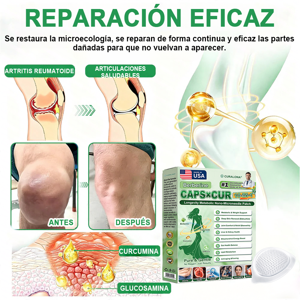 🔥 Nuevo lanzamiento | Parche de microagujas de triple acción Curalona® — Berberina y NAD+: favorecen la salud metabólica y promueven la renovación cutánea — Un parche transdérmico de microagujas para uso diurno y nocturno (apto para hombres y mujeres)