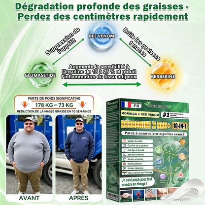 Boutique Officielle France | 🧑‍⚕️ 🩺 curalona® Patchs Avancés Nano-Micron 10-en-1 : Moringa & Berbérine × NAD+ — Utilisation Quotidienne, Résultats Visibles en 2 Jours