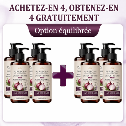 🌿👨‍⚕️ Boutique officielle française | 🔥 Shampoing et après-shampoing 2-en-1 PURELORA® à l'oignon et au romarin — Enrichi d'un complexe actif stimulant la croissance capillaire (concentration x15) pour des cheveux plus épais, plus denses et plus forts.
