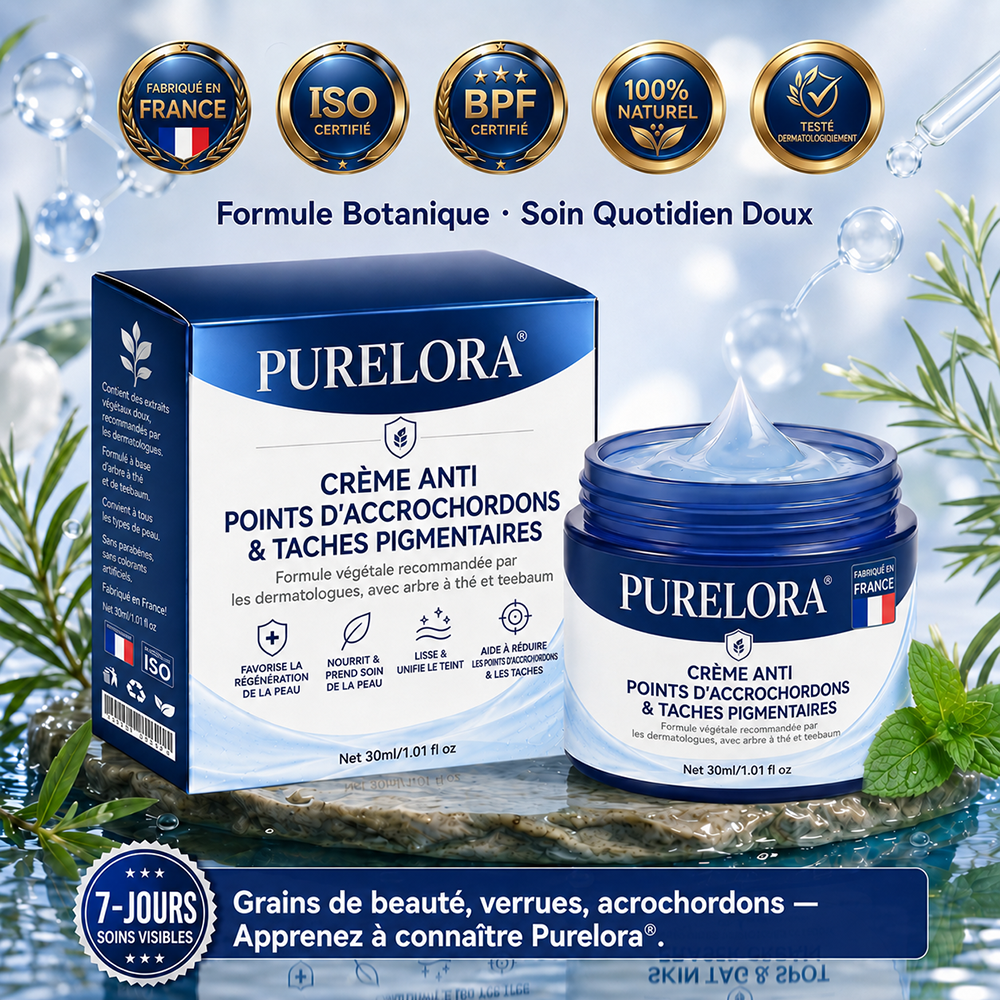 Crème PURELORA® pour l'élimination des acrochordons et des imperfections en 7 jours (formule indolore – sans cicatrice) 🌹🌹