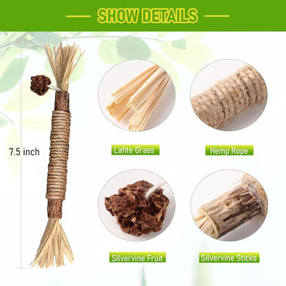 🔥😻Natural Silvervine Chew Sticks – Organic Dental Treats for Cats