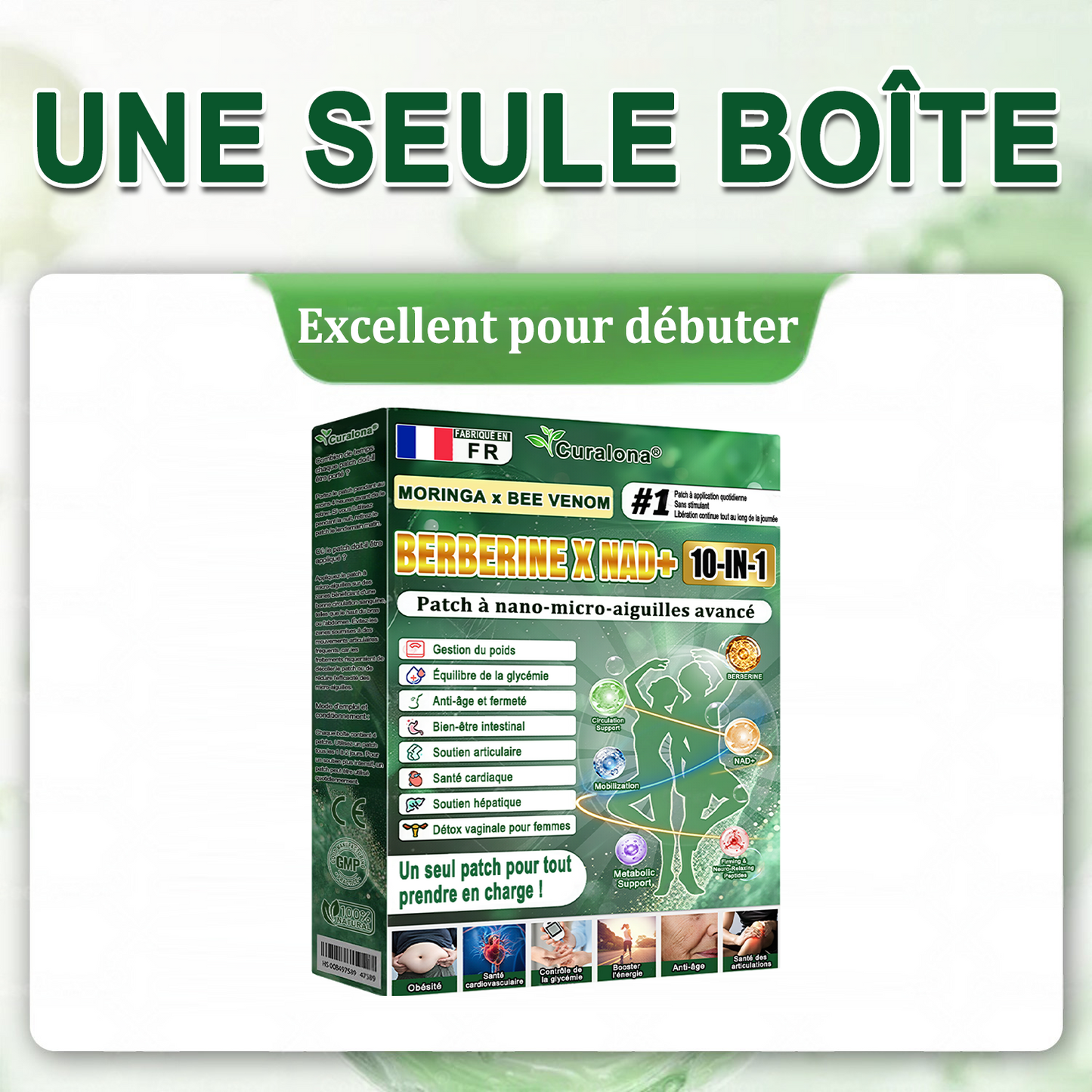 Boutique Officielle France | 🧑‍⚕️ 🩺 curalona® Patchs Avancés Nano-Micron 10-en-1 : Moringa & Berbérine × NAD+ — Utilisation Quotidienne, Résultats Visibles en 2 Jours