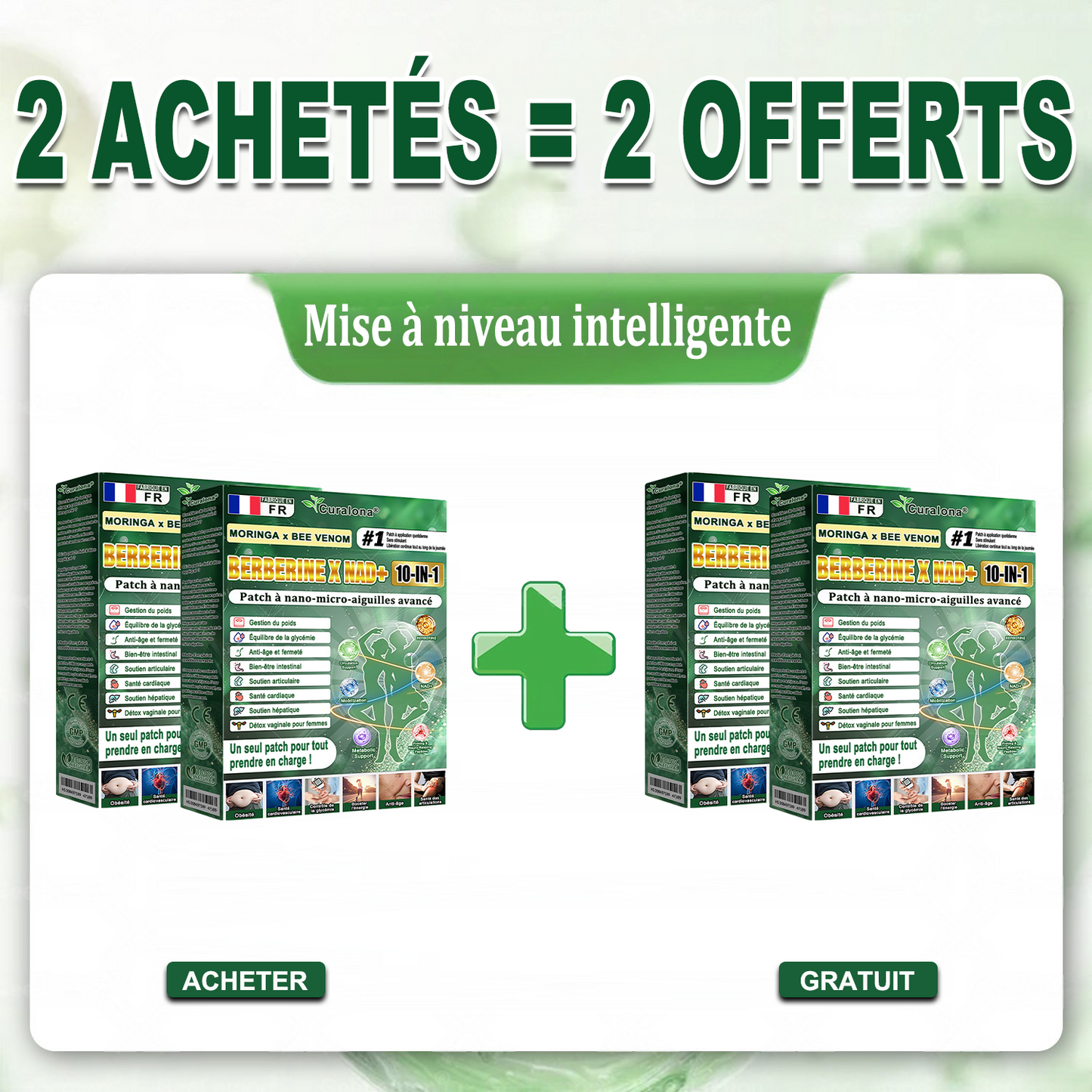 Boutique Officielle France | 🧑‍⚕️ 🩺 curalona® Patchs Avancés Nano-Micron 10-en-1 : Moringa & Berbérine × NAD+ — Utilisation Quotidienne, Résultats Visibles en 2 Jours