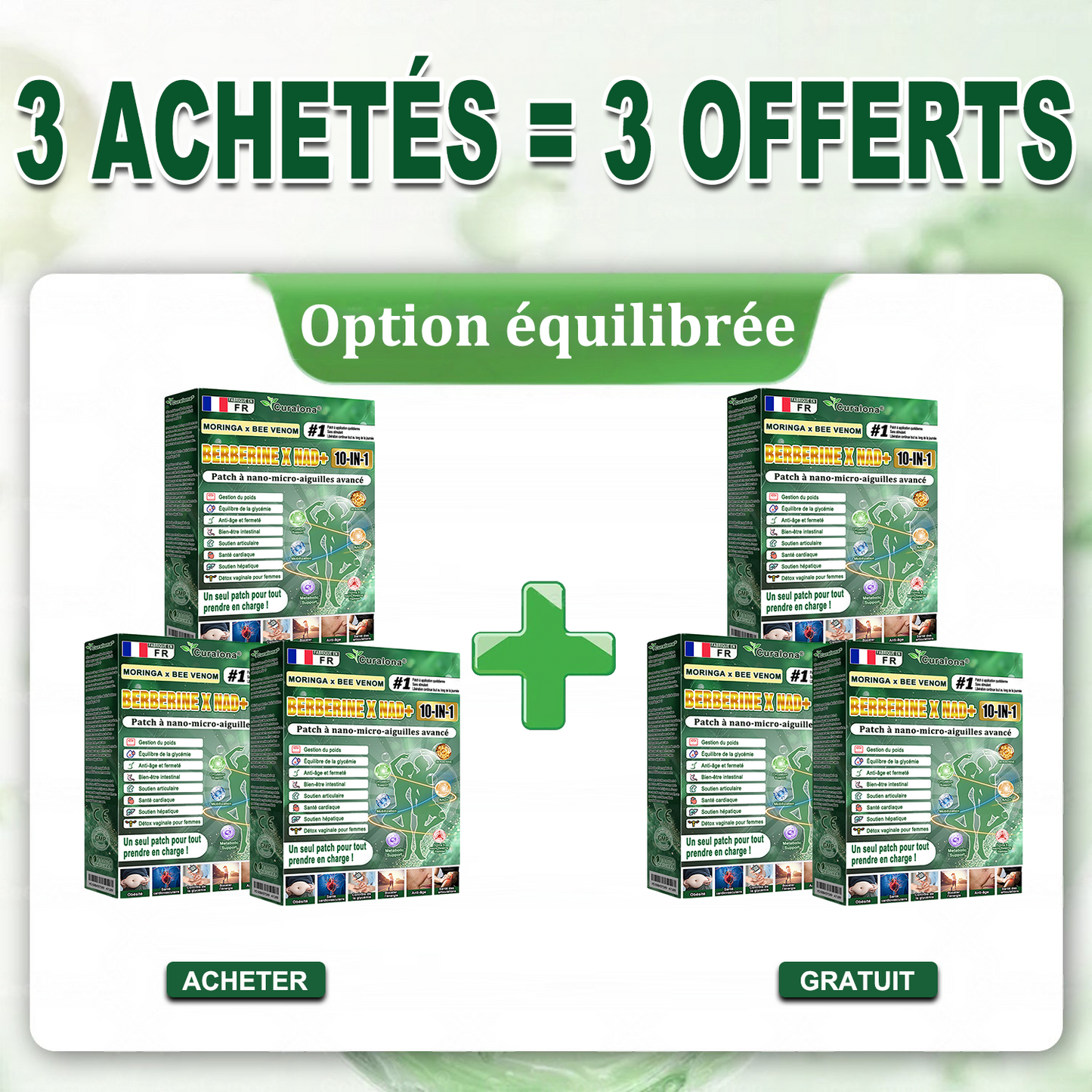 Boutique Officielle France | 🧑‍⚕️ 🩺 curalona® Patchs Avancés Nano-Micron 10-en-1 : Moringa & Berbérine × NAD+ — Utilisation Quotidienne, Résultats Visibles en 2 Jours