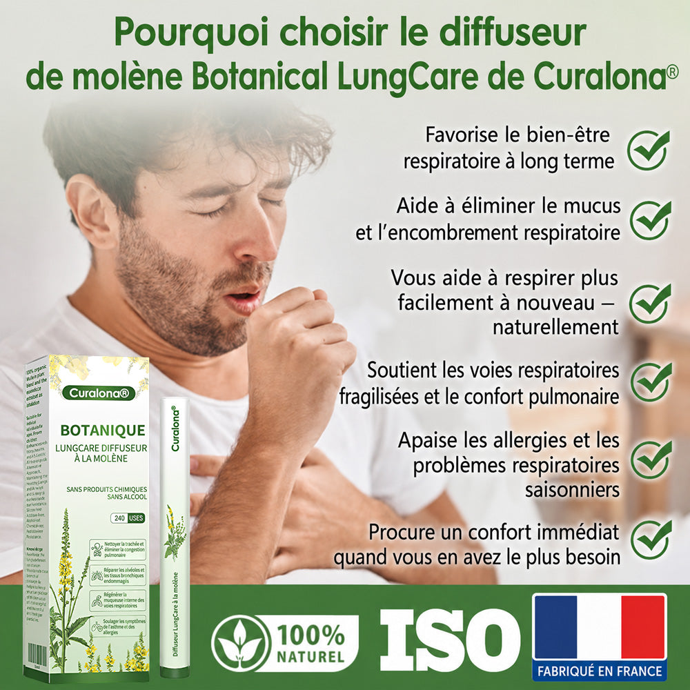 Respirez plus librement avec le diffuseur de bouillon-blanc Curalona® Botanical LungCare — Économisez 80 % pour une durée limitée.