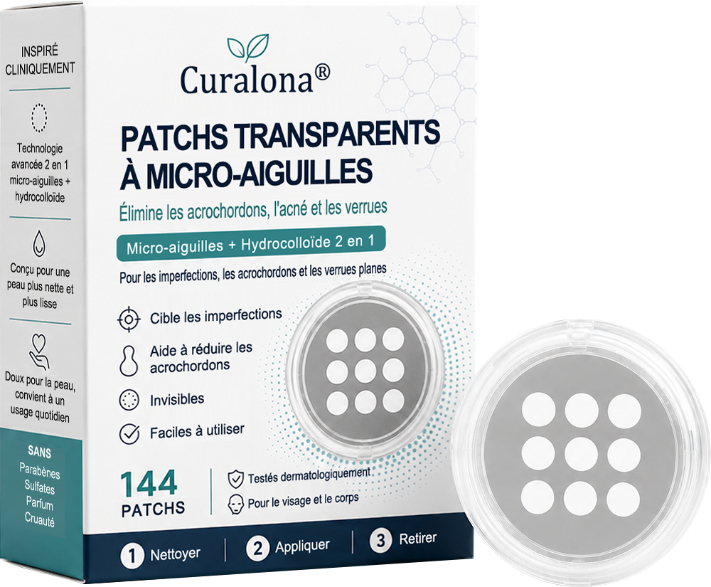 ✨Patch 2-en-1 Curalona® : Microneedle & Hydrocolloïde🍀 | Élimine les grains de beauté en relief, les verrues planes et les acrochordons | Aide à atténuer les rides, les cicatrices et les imperfections | Patch invisible adapté au visage et au corps