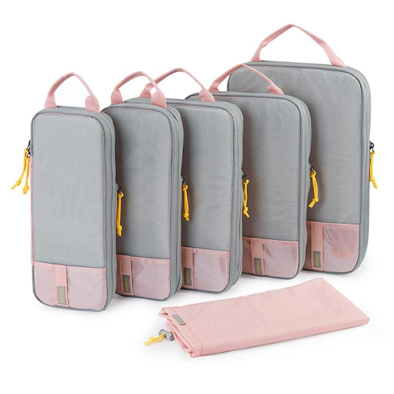 Gravelreign Compression Packing Cubes for Suitcases - 6 Set Travel Organizer Polyester Cubes for Luggage Organization SpringStatements